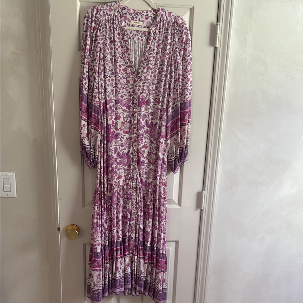Spell Pink and White Floral Long-Sleeve Maxi Dress